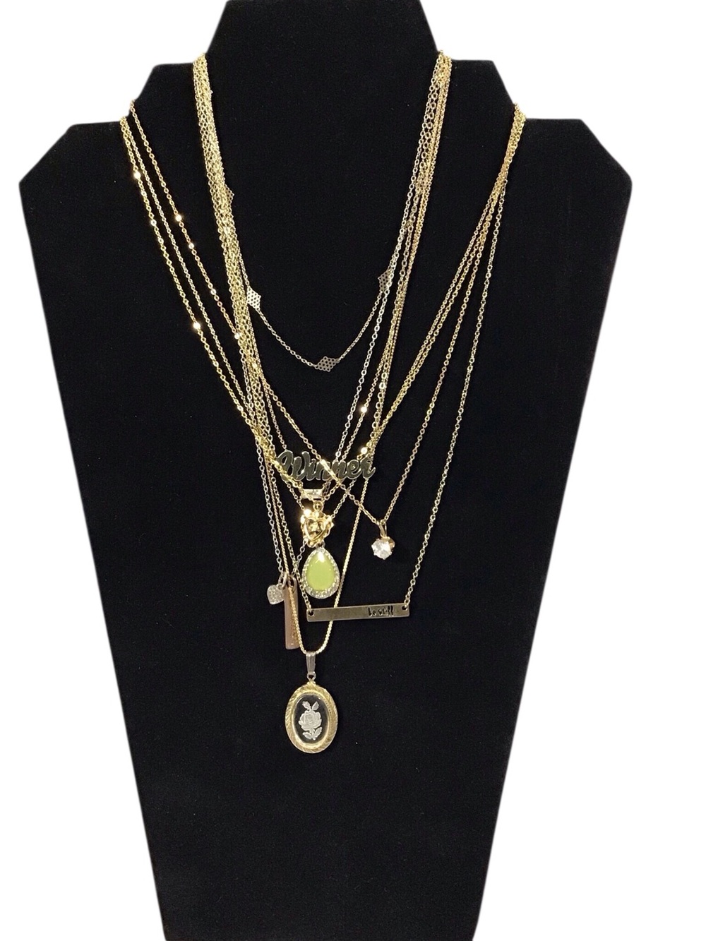 9 Necklaces Bundle Gold Silver Tone Chain Sister Winner Fashion Jewelry